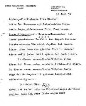 Brief ONH’s an SKH von 1955